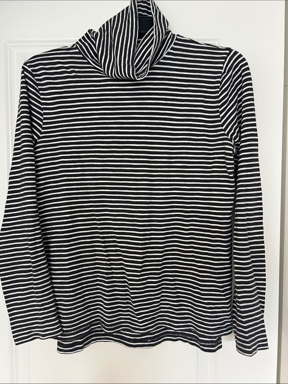 MADEWELL 🖤 Women’s Black & White Striped Turtleneck Top Sz S